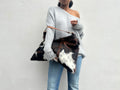 Tri-Color Delta Shoulder Bag - Cow Print
